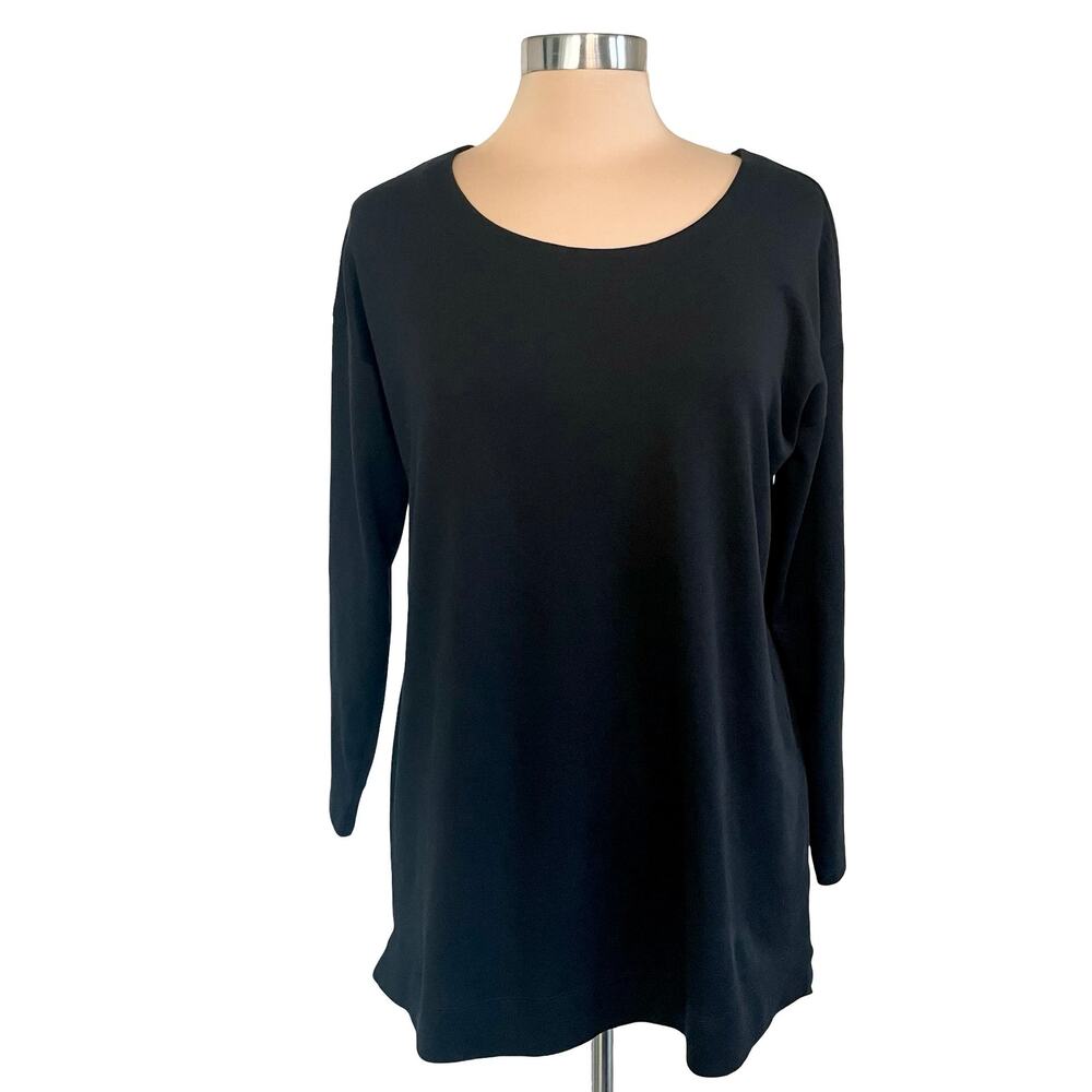J. Jill Simply Supima Scoop Neck Tunic Black Size MED Casual Stretch Comfy